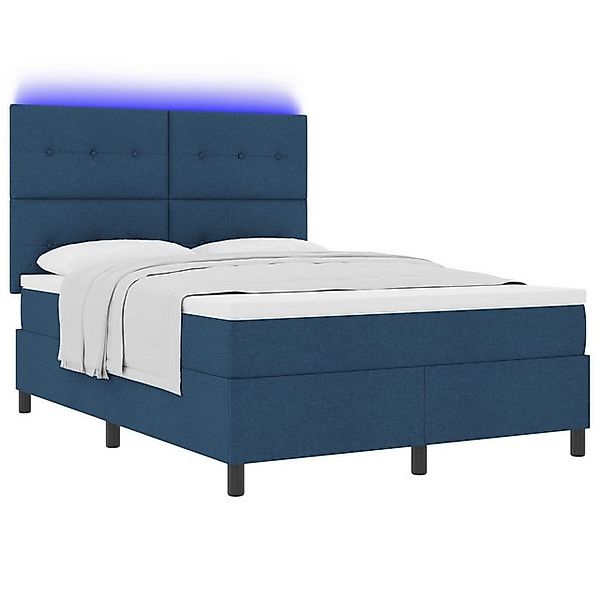 vidaXL Bett Boxspringbett mit Matratze & LED Blau 160x200 cm Stoff (1-tlg) günstig online kaufen