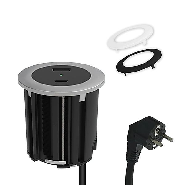 kalb USB Einbausteckdose Mit USB-C Und USB-A Insgesamt 45W 54mm Rund Für Mo günstig online kaufen