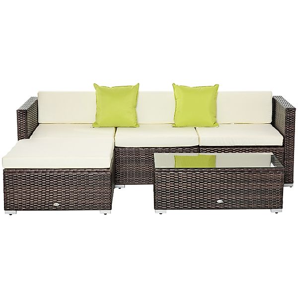 Outsunny Gartenmöbel Set Metall PE-Rattan Polyester Braun 75L x 67B x 64H c günstig online kaufen