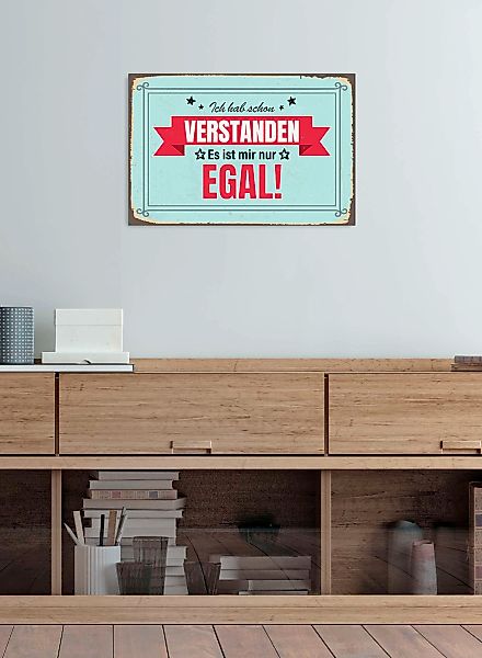 queence Metallbild "Egal", Schriftzüge, (1 St.), Stahlschilder günstig online kaufen