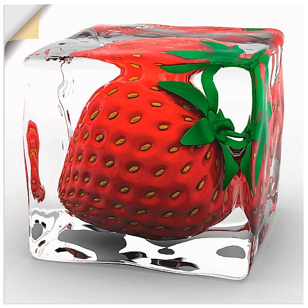 Artland Wandbild "Erdbeere in Eis", Lebensmittel, (1 St.) günstig online kaufen