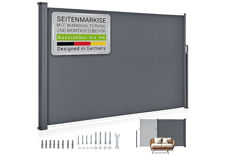 Juskys Seitenmarkise Dubai Sonnen- & Sichtschutz, ausziehbar bis 3 m, wasse günstig online kaufen