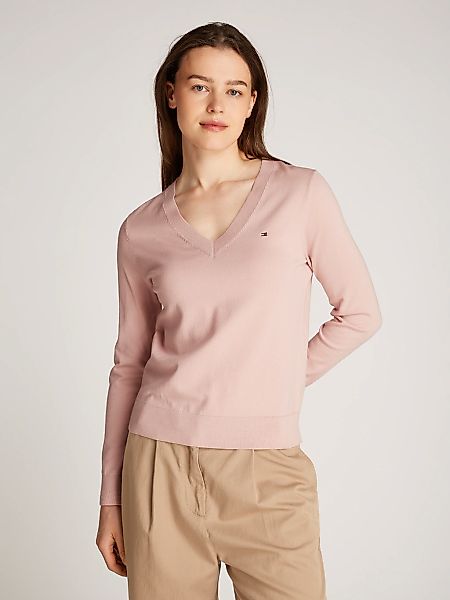 Tommy Hilfiger V-Ausschnitt-Pullover "CO JERSEY STITCH V-NK SWEATER mit V-A günstig online kaufen