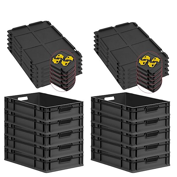 PROREGAL SparSet 10x Eurobox Nextgen Grip Mit Auflagedeckel Und Gelben Vers günstig online kaufen