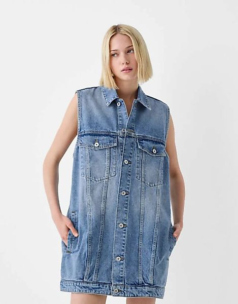 Bershka Oversize-Jeansweste Damen M Ausgewaschenes Blau günstig online kaufen