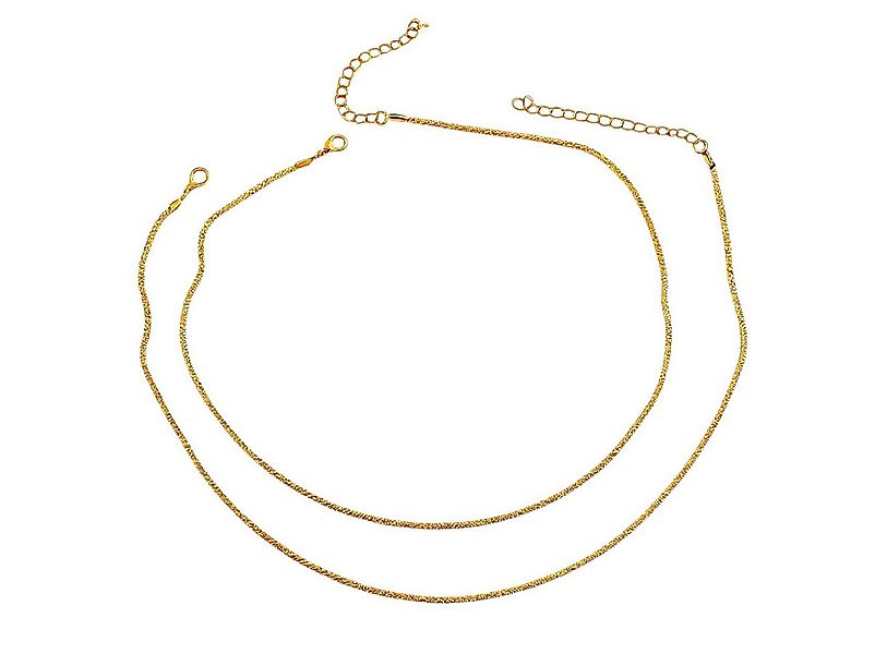 KARMA Kette ohne Anhänger Halskette doppelt Strass Silber oder Gold 41 & 47 günstig online kaufen