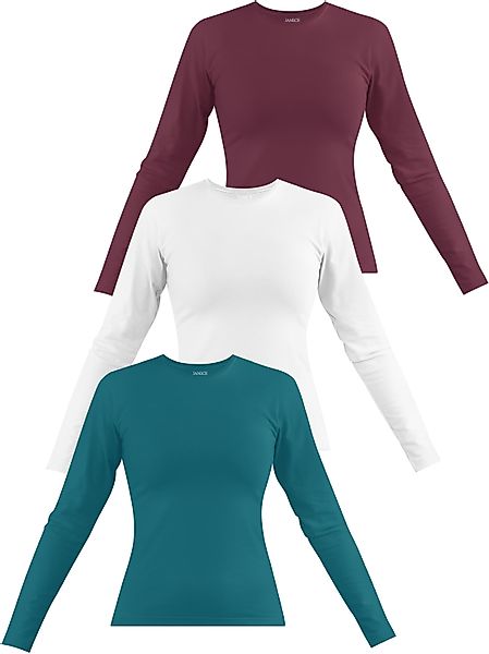 Janice Langarmshirt 3 x Damen Langarmshirt Nimes Figurbetonter Pullover aus günstig online kaufen