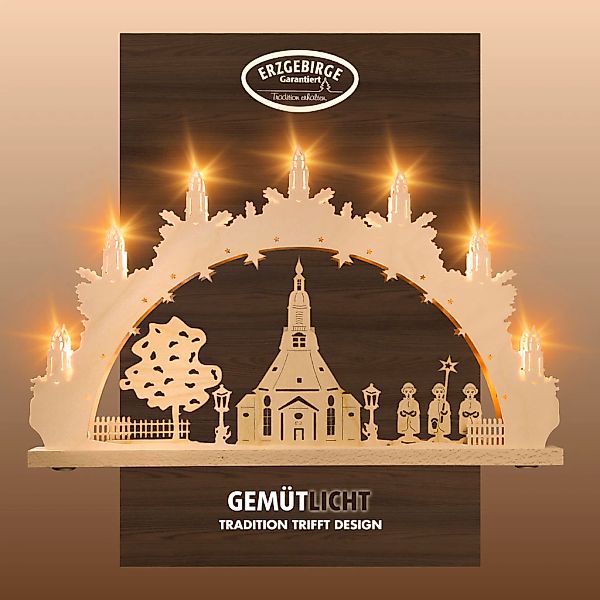 Weigla Schwibbogen "Seiffener Kirche, Lichterbogen aus Holz, NATUR, Made in günstig online kaufen