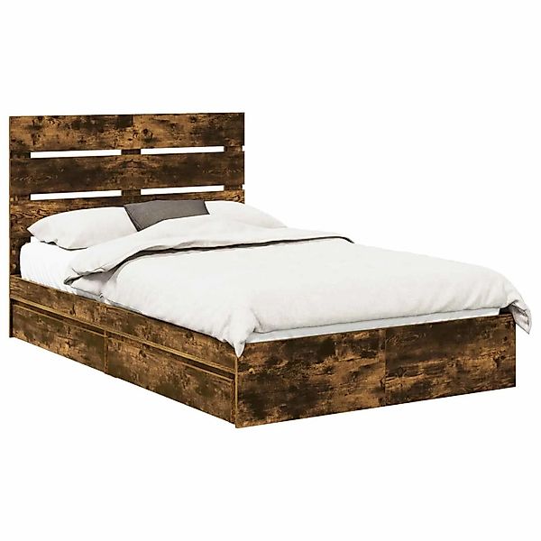 vidaXL Stauraumbett Räuchereiche 120 x 190 cm Holzwerkstoff 3411916 günstig online kaufen