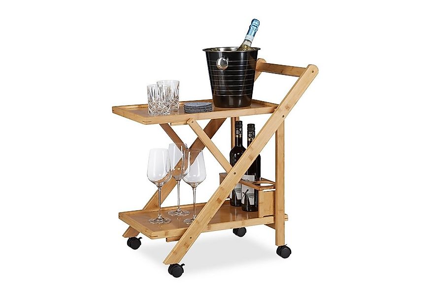 relaxdays Küchenwagen Bambus mit 2 Ablage günstig online kaufen