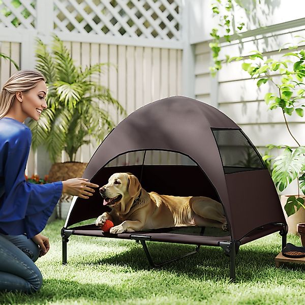 PawHut Hundeliege Outdoor mit Dach, Erhöhtes Hundebett für Große Hunde, Küh günstig online kaufen