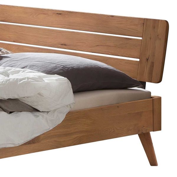 Massives Holzbett Wildeiche geölt in modernem Design 216 cm tief günstig online kaufen