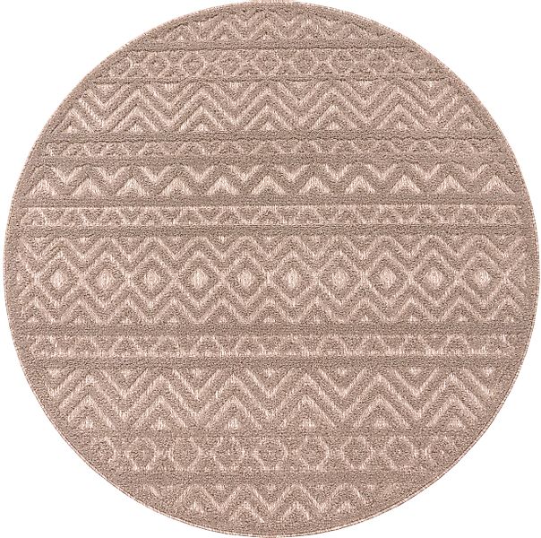 Paco Home Teppich »Livorno 673«, rund, 14 mm Höhe, Uni-Farben, Scandi, Raut günstig online kaufen
