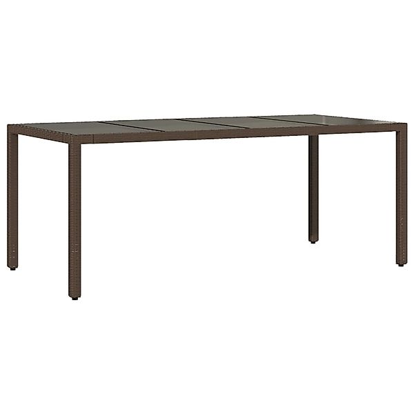 vidaXL Gartentisch mit Glasplatte Braun 190x90x75 cm Poly Rattan 365593 günstig online kaufen