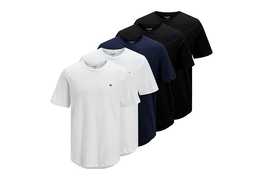Jack & Jones T-Shirt Tee SS Crew Neck 5PK mit kleinem Logo auf der linken B günstig online kaufen