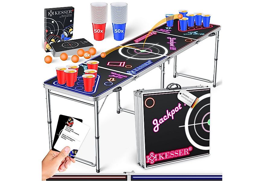 KESSER Spieltisch Bier Pong Tisch, Spiel-Set mit Kartenspiel, LED, 100 Bech günstig online kaufen
