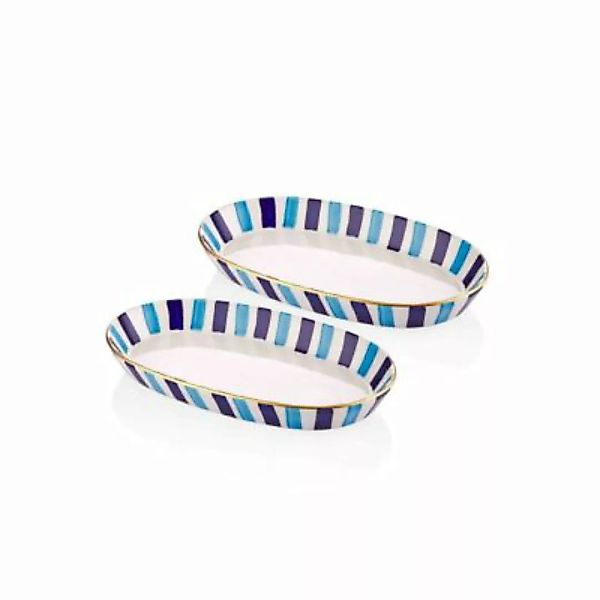 THE MIA Fez ovaler Servierteller 2-tlg. Set 17 x 30 x 4 cm blau günstig online kaufen