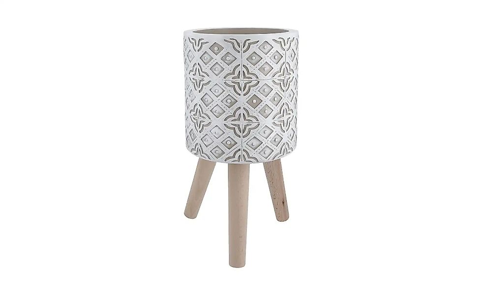 Übertopf auf Holzbeinen   ¦ creme ¦ Magnesia,Holz ¦ Maße (cm): H: 23  Ø: 22 günstig online kaufen
