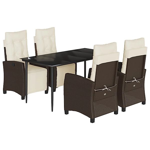 vidaXL 5-Tlg Garten-Essgruppe mit Kissen Braun Poly Rattan 3212977 günstig online kaufen