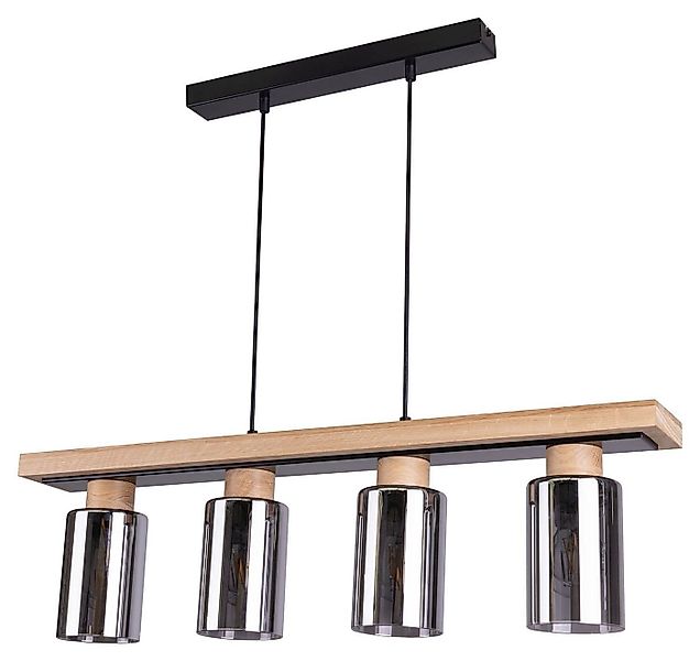 SPOT Light Pendelleuchte BOSCO, 4-flammig, Braun, Schwarz, Eichenholz, ohne günstig online kaufen