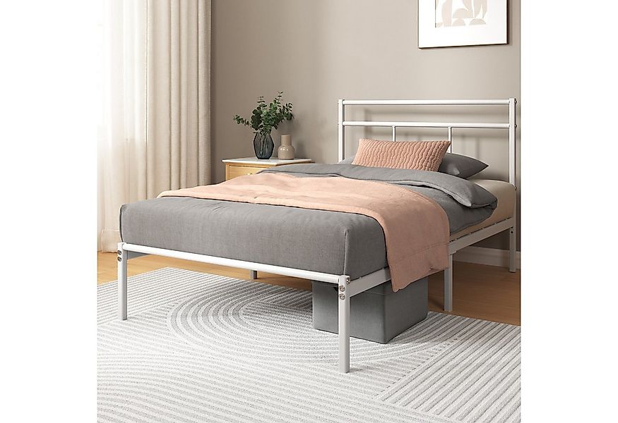 ZINUS Bettgestell Florence Square mit Kopfteil (Weiß, 90x200 cm), Doppel/Ei günstig online kaufen