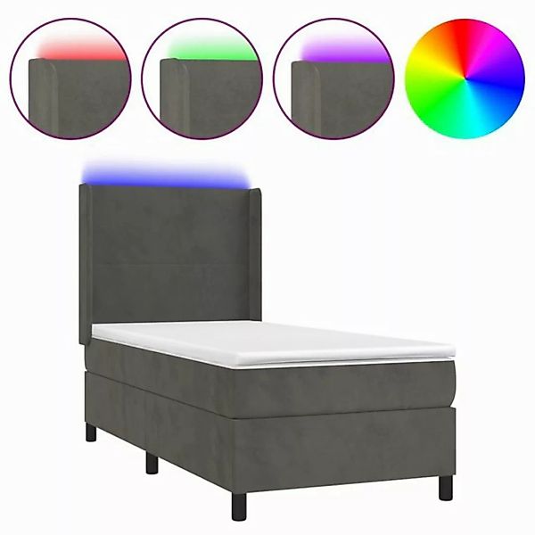 vidaXL Boxspringbett Boxspringbett mit Matratze LED Dunkelgrau 80x200 cm Sa günstig online kaufen