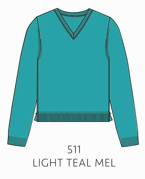 IN LINEA Strickpullover NOS Pullover, V-Ausschnitt, 511 LIGHT TEAL MEL. günstig online kaufen