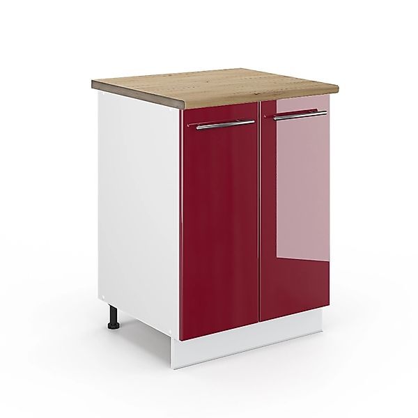 Vicco Küchenunterschrank Fame-Line Bordeaux Hochglanz/Weiß 60 cm AP Eiche günstig online kaufen
