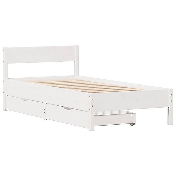 vidaXL Bett Massivholzbett ohne Matratze Weiß 90x200 cm Kiefernholz günstig online kaufen