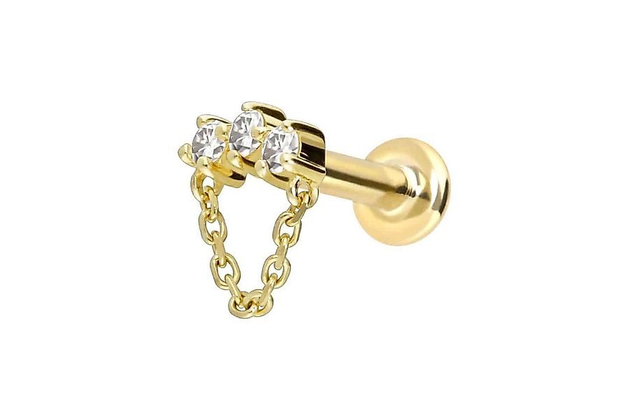 PIERCINGLINE Piercing-Set 14 Karat Gold Labret mit Push Fit MOISSANIT-BOGEN günstig online kaufen