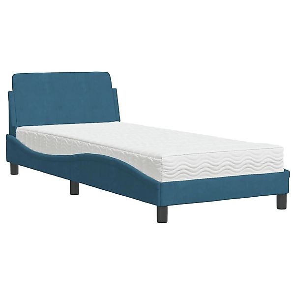 vidaXL Bett mit Matratze Blau 90x200 cm Samt2007231 günstig online kaufen