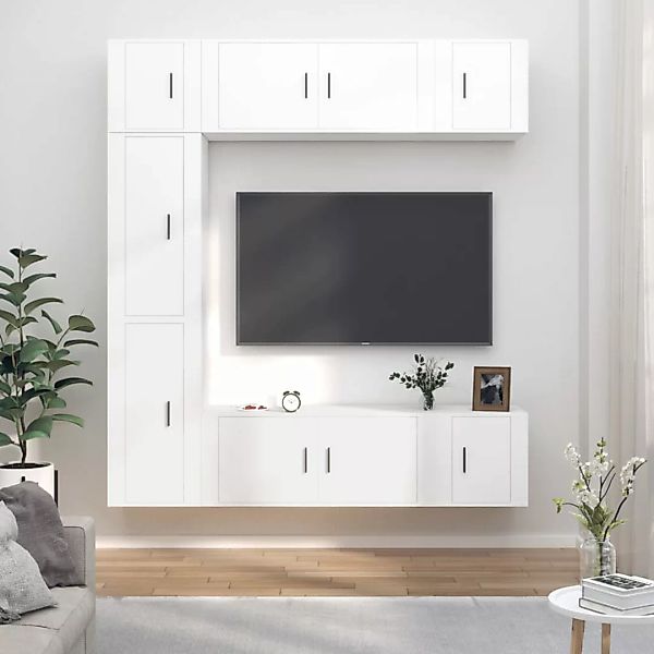 Vidaxl 7-tlg. Tv-schrank-set Weiß Holzwerkstoff günstig online kaufen