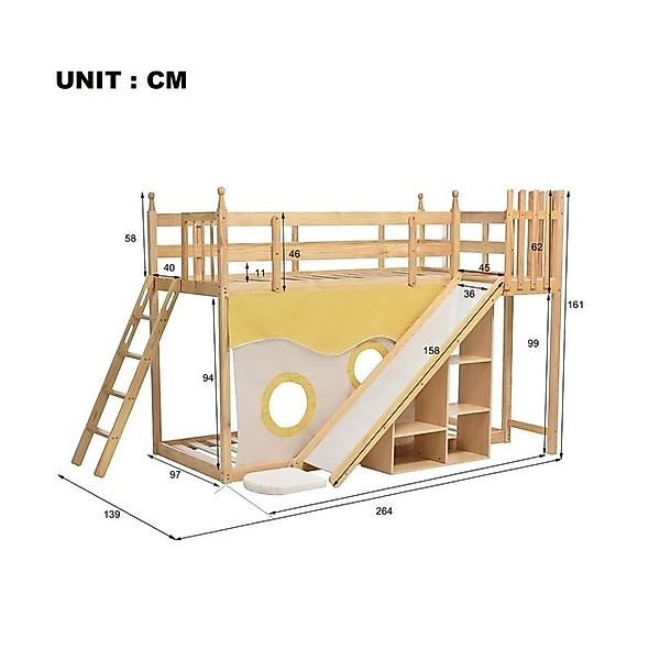Ulife Etagenbett Kinderbett Holzbett mit Treppe und Zäune für 2 Kinder, Bet günstig online kaufen