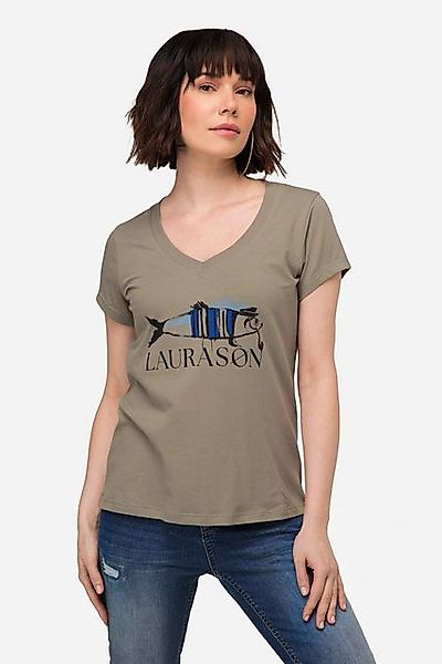 Laurasøn T-Shirt T-Shirt Fisch Motiv V-Ausschnitt Halbarm günstig online kaufen