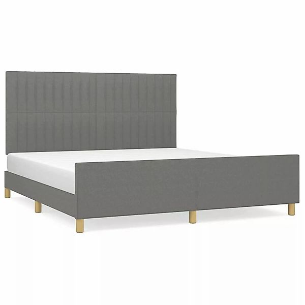 vidaXL Bettgestell Bettrahmen mit Kopfteil Dunkelgrau 160x200 cm Stoff Bett günstig online kaufen