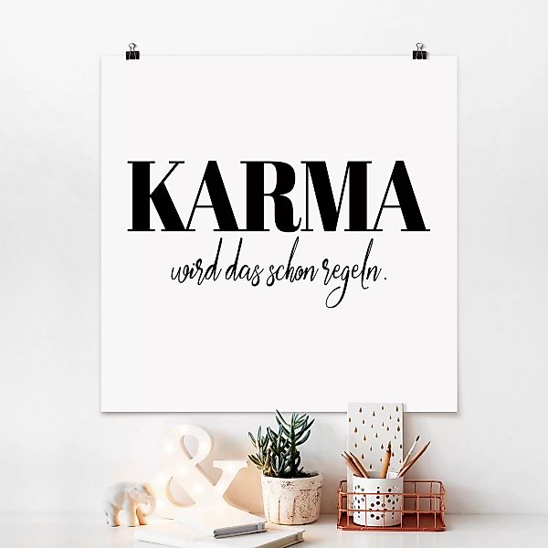 Poster Spruch - Quadrat Karma wird das schon regeln günstig online kaufen