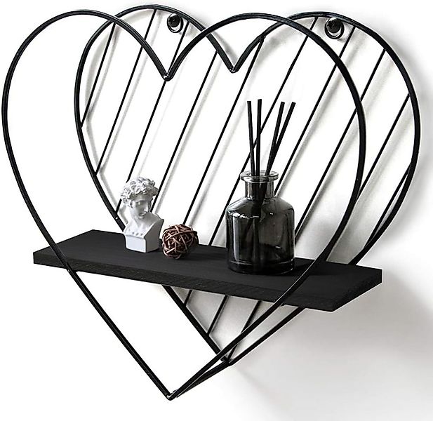 Holz Lichter Wandregal Herz Wandregal Holz Metall, Schweberegal Dekoregal B günstig online kaufen