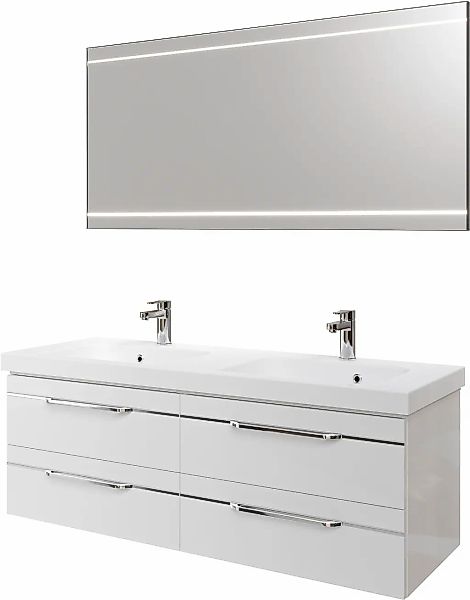 Saphir Badmöbel-Set "Balto 2-teilig Mineralmarmor-Doppelwaschtisch mit LED- günstig online kaufen