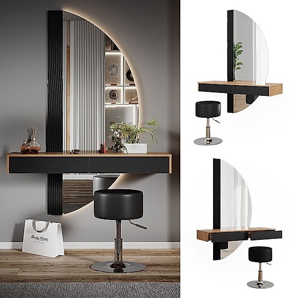 Vicco Schminktisch Melisa, Eiche/Schwarz, 120 cm günstig online kaufen
