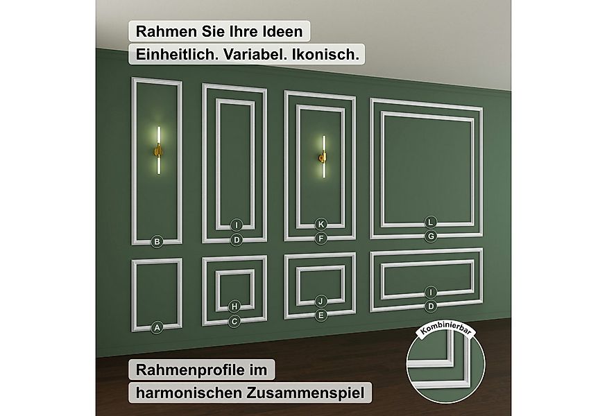 Hexim Stuckleiste RM16-J 36x51 cm, J - 36 x 51 cm, Wandrahmen Sets HDPS wei günstig online kaufen