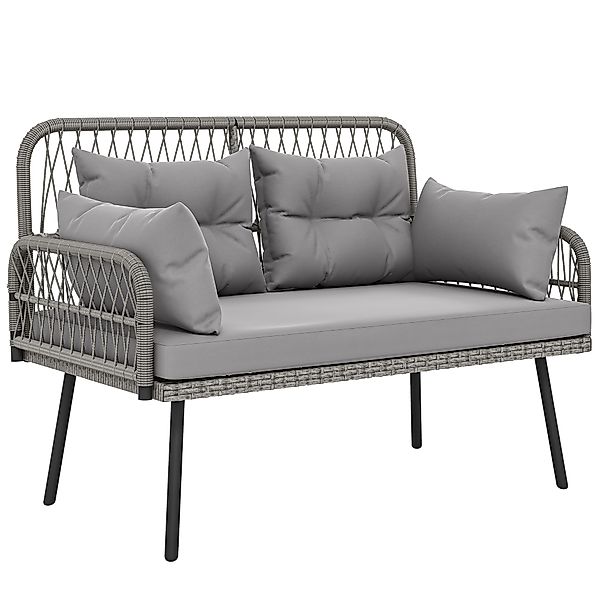 Outsunny Gartensofa mit Kissen und Polstern 2-Sitzer aus geflochtenem PE-Ra günstig online kaufen