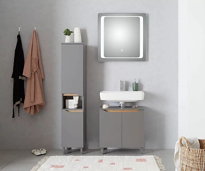 Saphir Badmöbel-Set "Quickset 3-teilig, Waschbeckenunterschrank mit LED-Spi günstig online kaufen