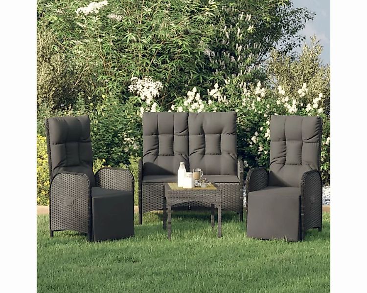 DOTMALL Big-Sofa 3-teilige Garten-Essgruppe mit Kissen aus schwarzem Polyra günstig online kaufen