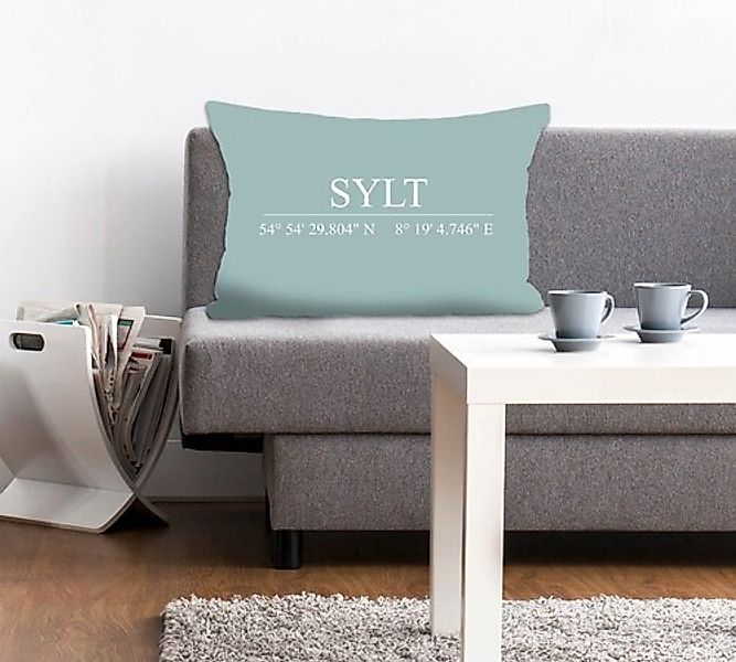 queence Dekokissen »Sylt«, Kissenhülle,Sylt Schriftzug,Sylt,Koordinaten,Nor günstig online kaufen
