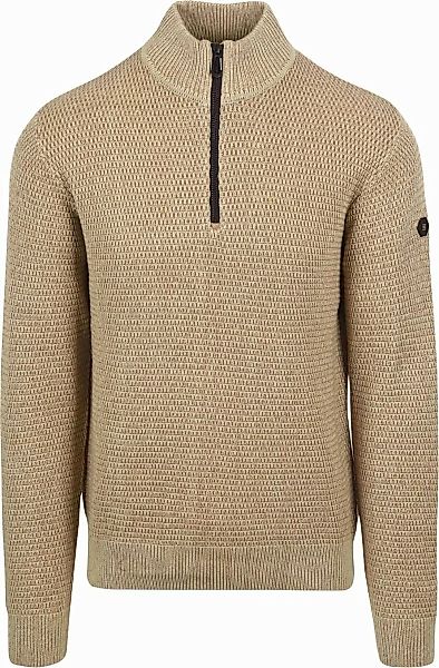 No Excess Halfzip Pullover Struktur Melange Beige - Größe XXL günstig online kaufen