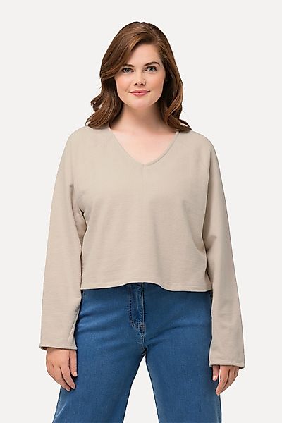 Ulla Popken Sweatshirt Sweatshirt kurz V-Ausschnitt günstig online kaufen