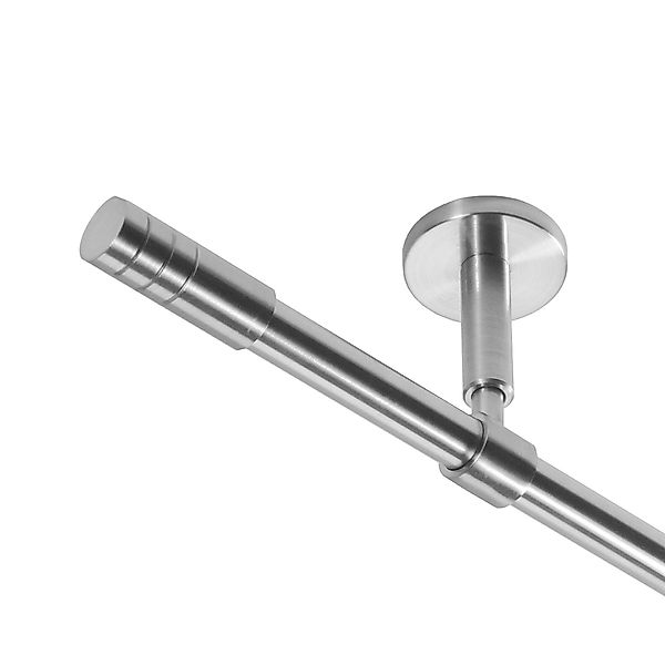 BASIT Gardinenstange Rohr Edelstahloptik 16 mm mit Deckenträgern 120 cm E19 günstig online kaufen