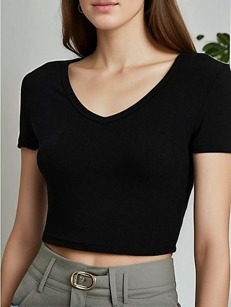 RUZU UG Blusentop Shirtbluse Sexy Slim-Fit-Top Damen V-Ausschnitt Kurzen Är günstig online kaufen