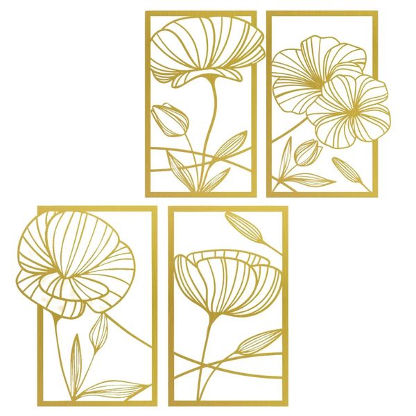 NUODWELL Wanddekoobjekt 4 Stück Metall Lotusblume günstig online kaufen
