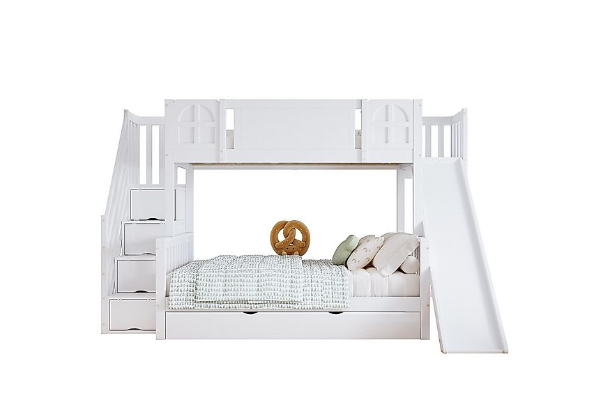 REDOM Etagenbett mit Rutsche und Stauraumtreppe, Inkl. Schublade mit Rollen günstig online kaufen